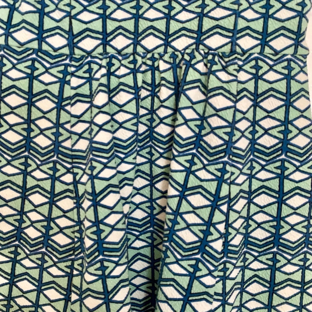 Anthropologie Maeve Blue Green White Geometric V Neck Sleeveless Dress Size 8P - Picture 3 of 10